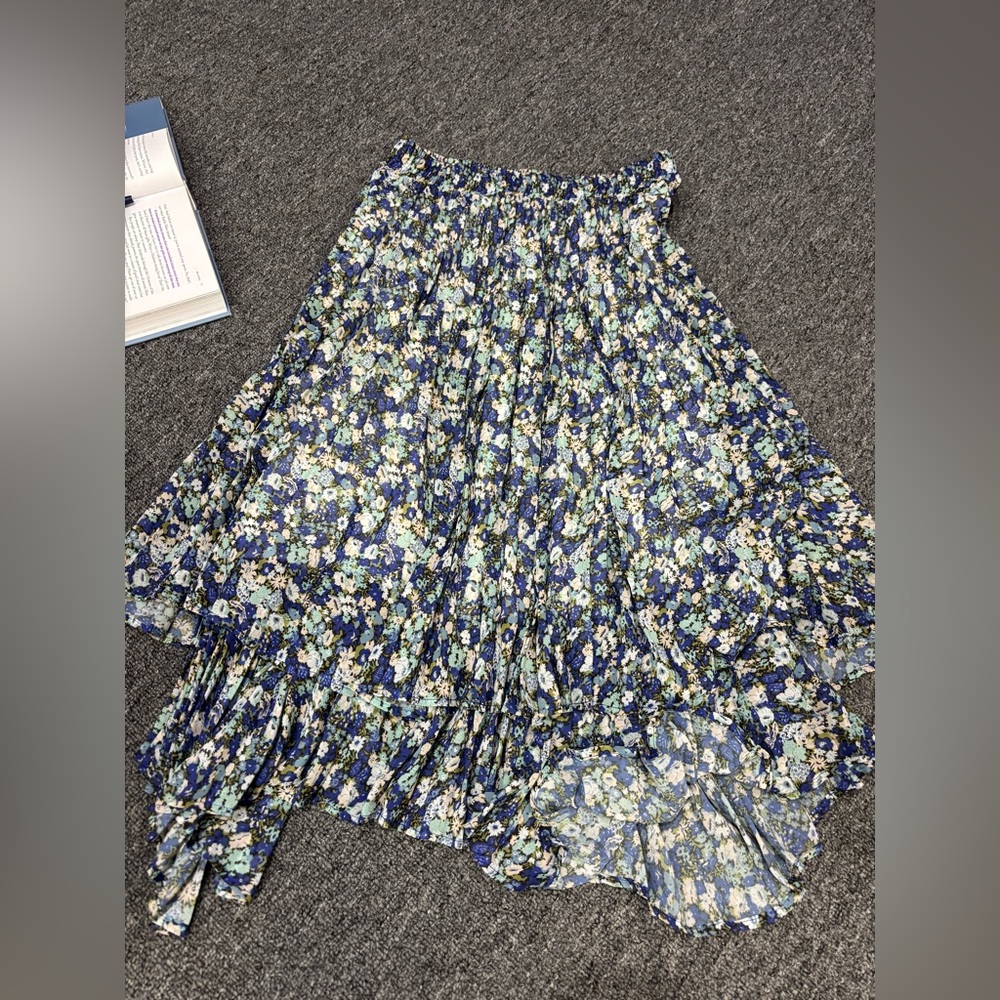 Floral Blue Women's Skirt midi high low